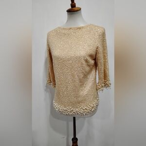 VINTAGE SEQUINED BEADED FRINGE SWEATER